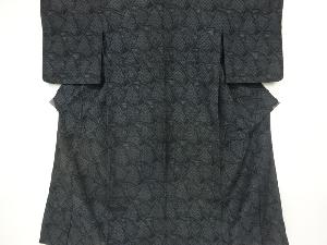 アンティーク　抽象模様織出し本塩沢着物